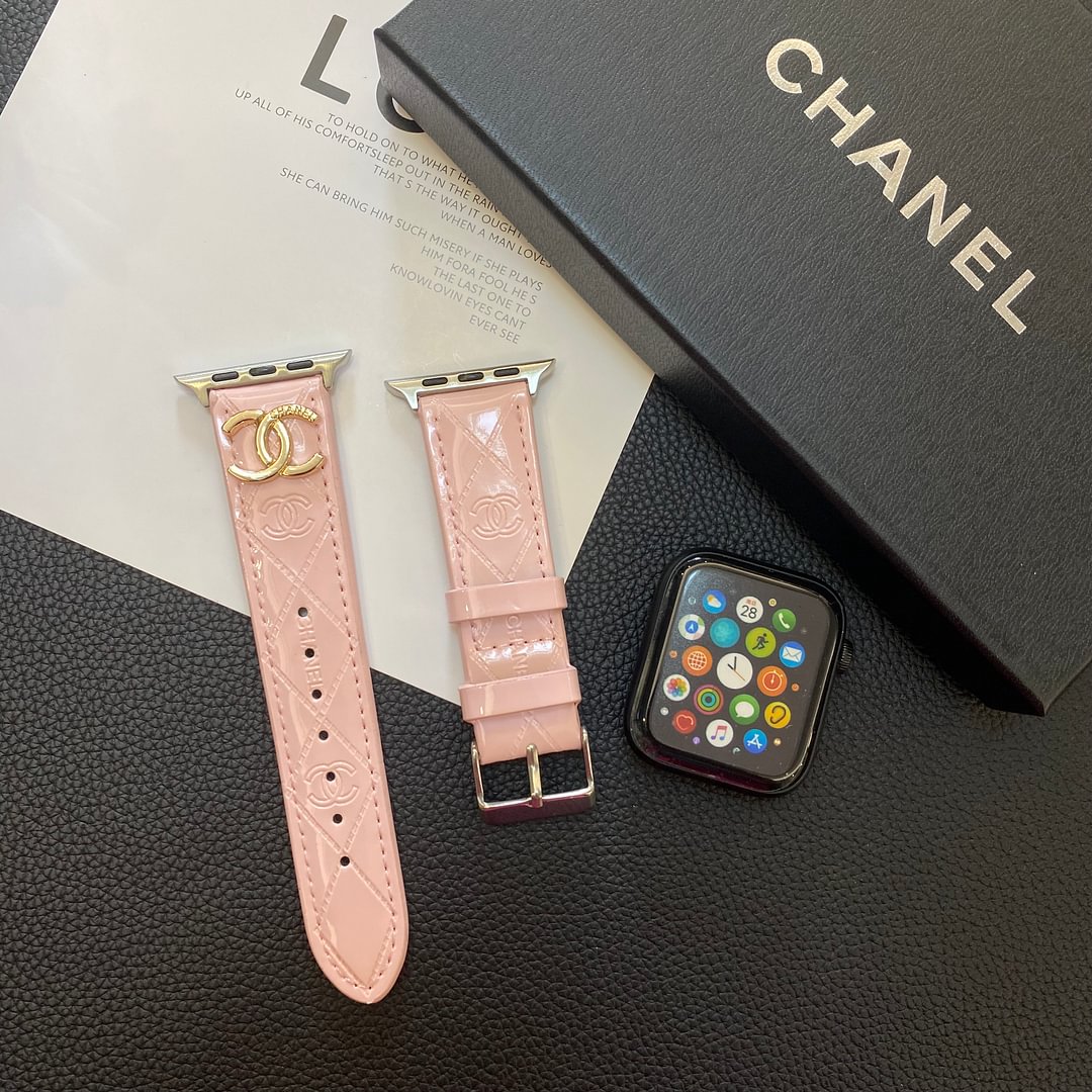 Tali Jam Tangan Apple Kulit Mengkilap dengan Logo Logam Mewah