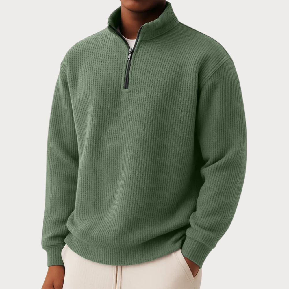 Green Chase - Zip Sweater | By Julian & Claire Toronto