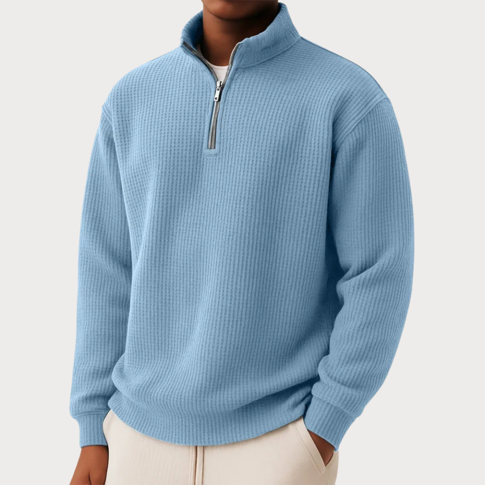 Light Blue Chase - Zip Sweater | By Julian & Claire Toronto