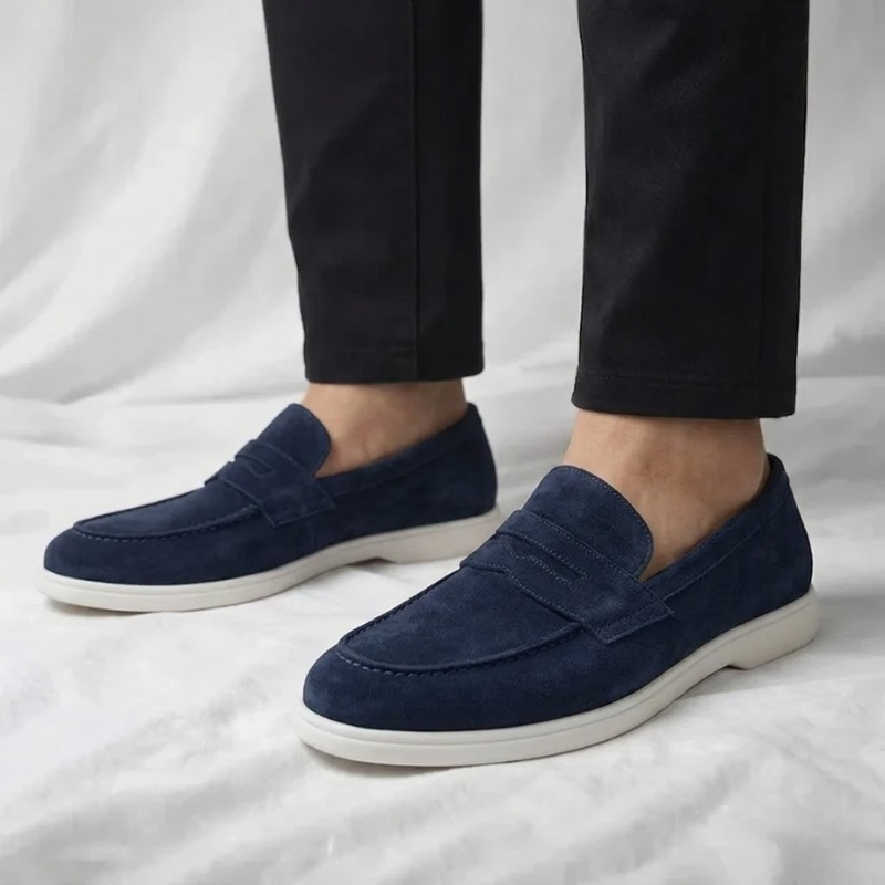 Fallon - Classic Suede Penny Loafers | By Julian & Claire Toronto