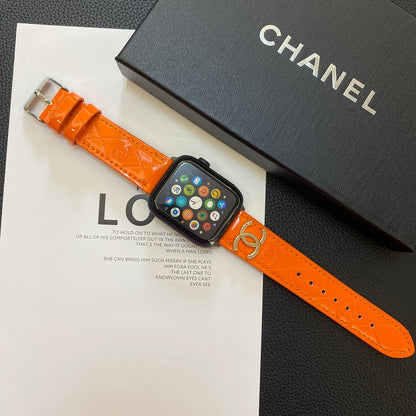 Tali Jam Tangan Apple Kulit Mengkilap dengan Logo Logam Mewah