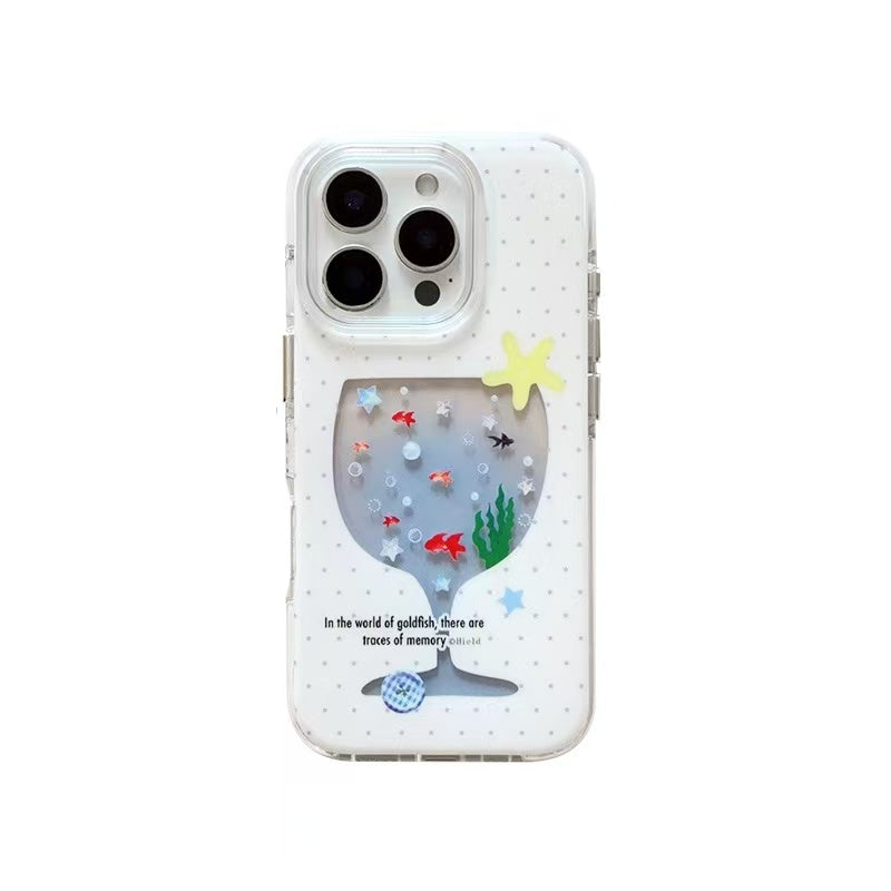 Wine glass goldfish bowl-iPhone Case
