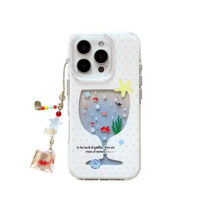 Wine glass goldfish bowl-iPhone Case