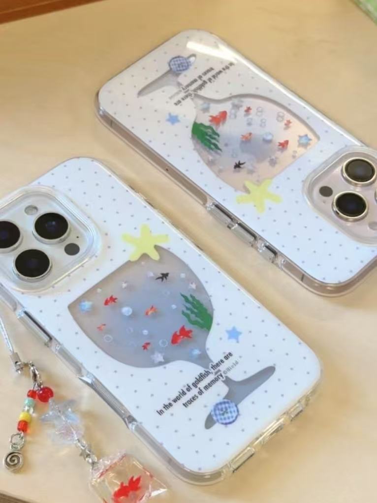 Wine glass goldfish bowl-iPhone Case