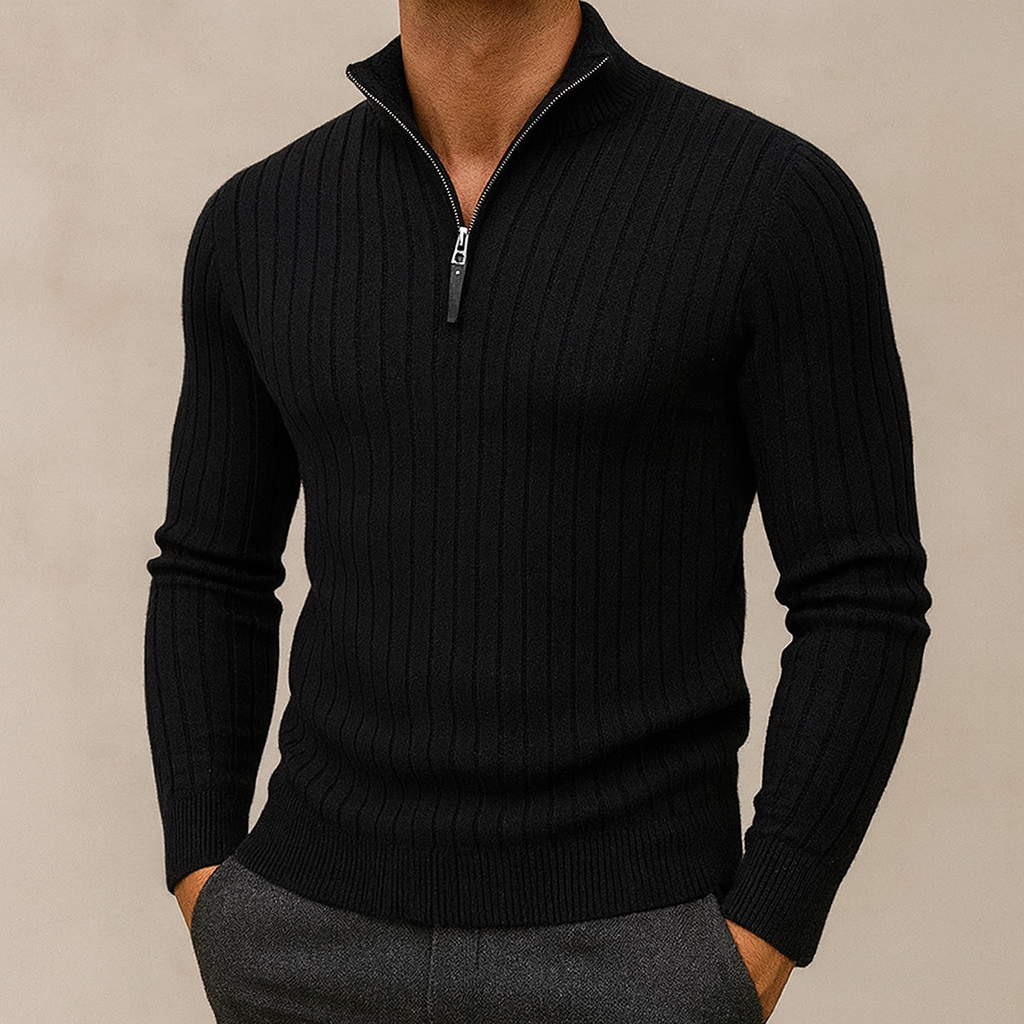 Adrian - High-Collar Half-Zip Sweater | By Julian & Claire Toronto
