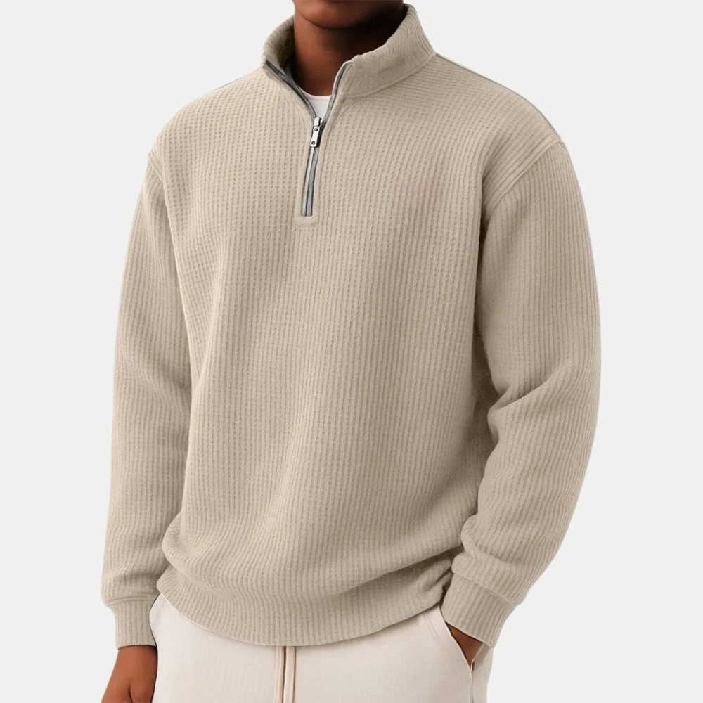 Beige Chase - Zip Sweater | By Julian & Claire Toronto