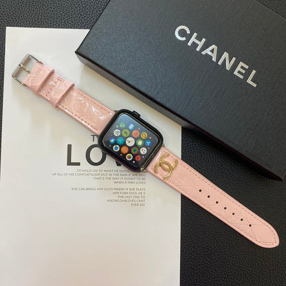 Tali Jam Tangan Apple Kulit Mengkilap dengan Logo Logam Mewah