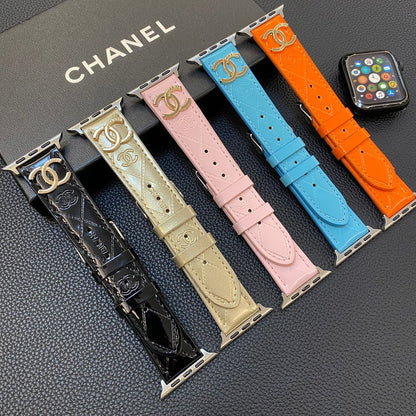 Tali Jam Tangan Apple Kulit Mengkilap dengan Logo Logam Mewah