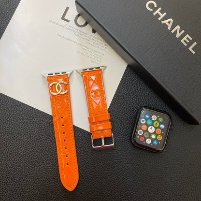 Tali Jam Tangan Apple Kulit Mengkilap dengan Logo Logam Mewah