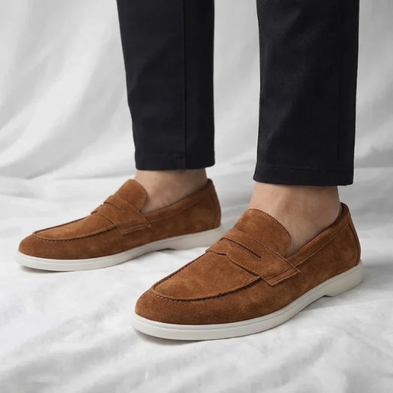 Fallon - Classic Suede Penny Loafers | By Julian & Claire Toronto
