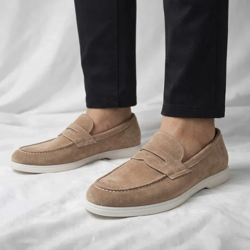 Fallon - Classic Suede Penny Loafers | By Julian & Claire Toronto