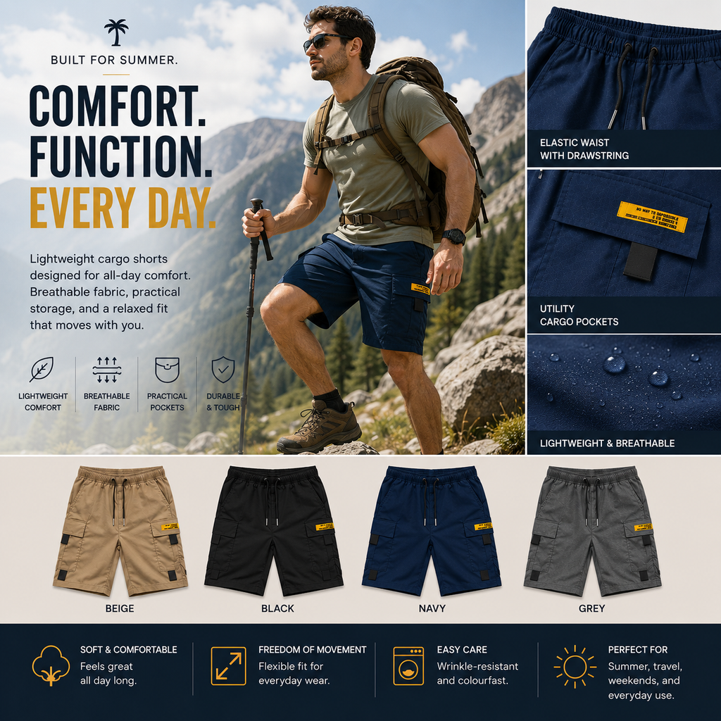 Norman - Casual Multi-Pocket Cargo Shorts | By Julian & Claire Toronto