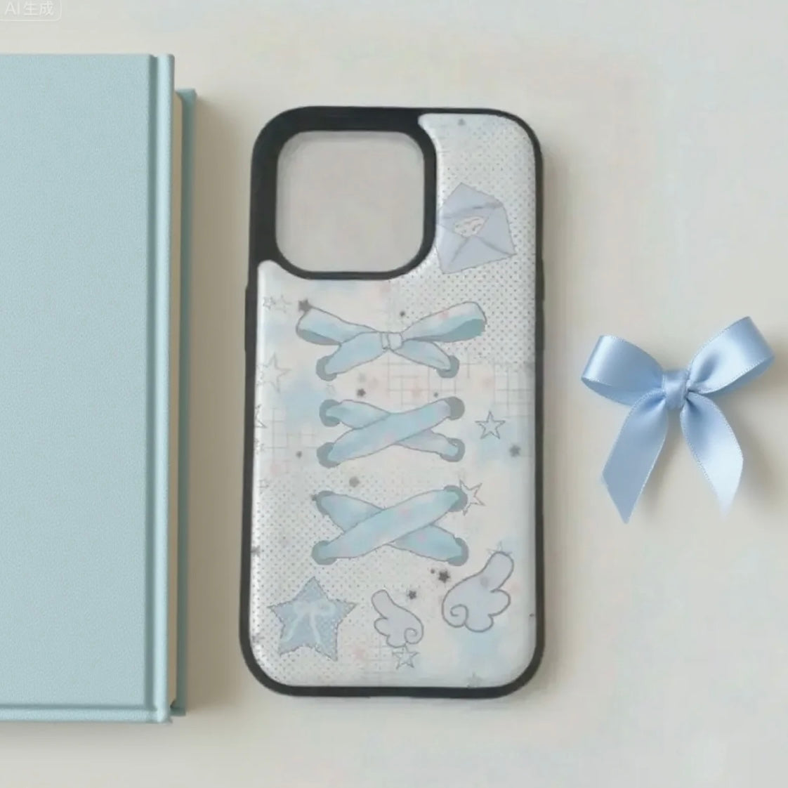 🩵 Blue Ribbon-Handmade resin drip iphone case