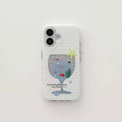 Cute Wave Point Short footed Cup Blue Dyeing Fish Tank🐟🫧Phone Case (No Shipping Costs Worldwide)