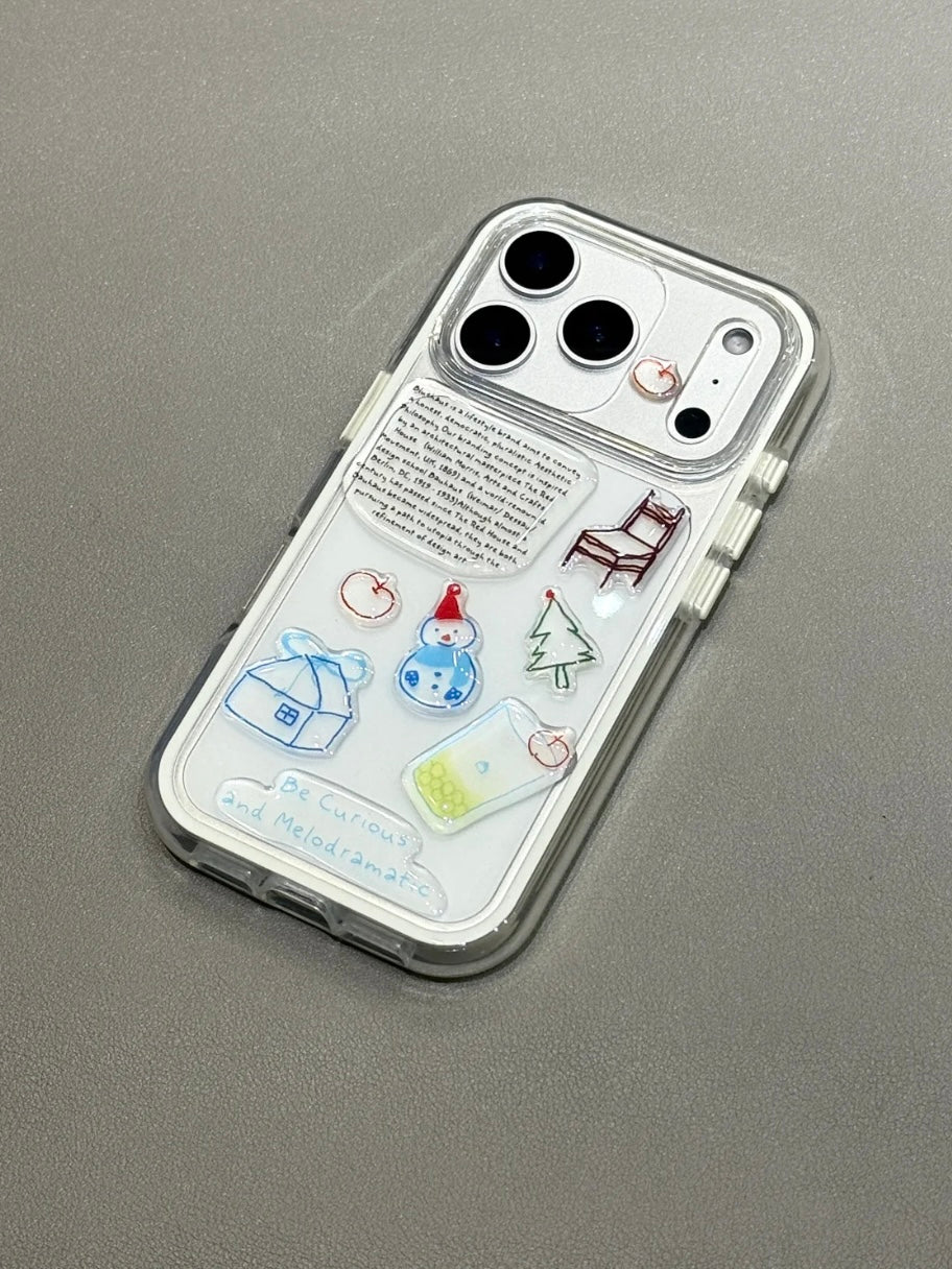 Transparent color-blocking border phone case + DIY jelly gel stickers (Reusable)