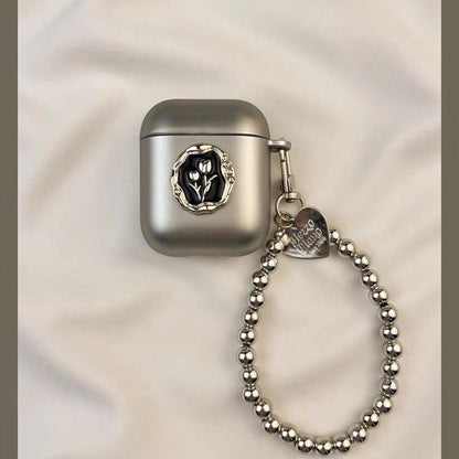 Heart Matte Tulip Airpods Pro Case with Bracelet Keychain Loop