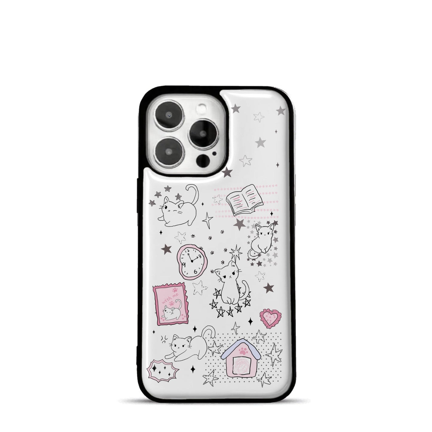 🎀 line art kitten 🐈‍⬛-Handmade resin drip iphone case