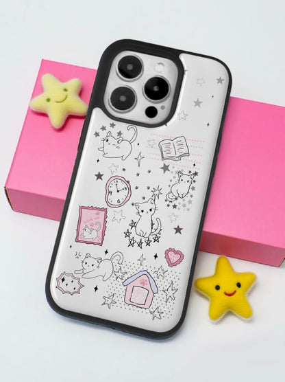🎀 line art kitten 🐈‍⬛-Handmade resin drip iphone case