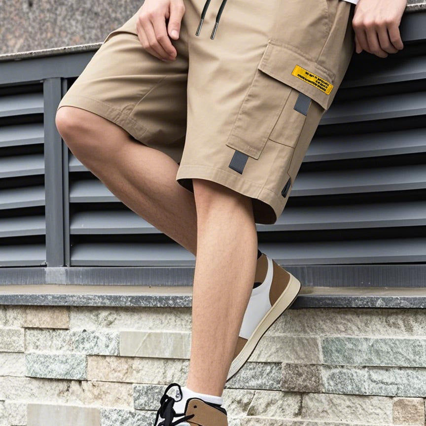 Khaki - Norman - Casual Multi-Pocket Cargo Shorts | By Julian & Claire Toronto