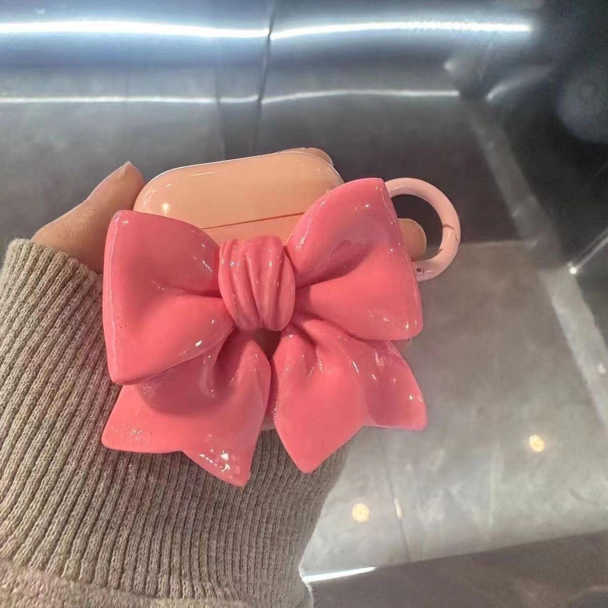 Pink Bow Cute AirPods Pro Case with Keychain Loop