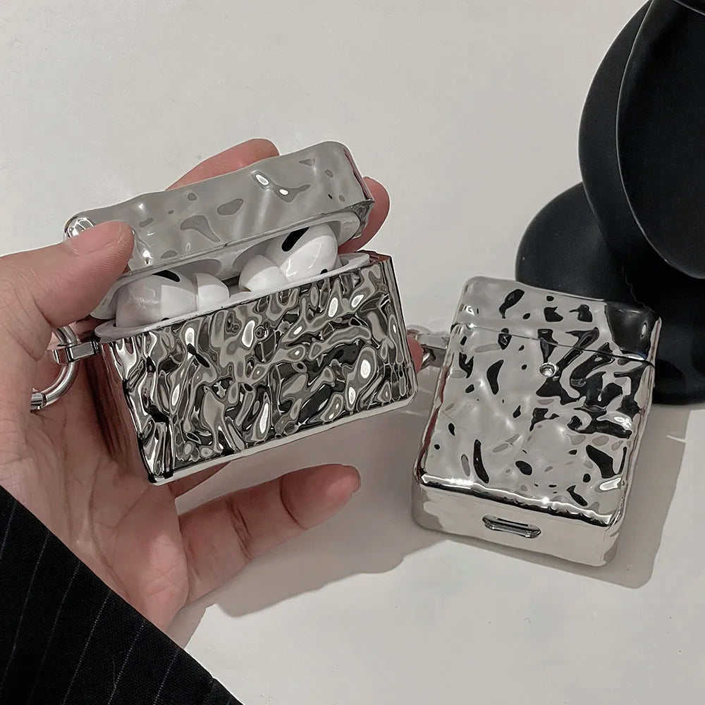 جراب فضي لسماعات AirPods 3 Pro 2 غطاء لسماعات AirPod 1/2/3
