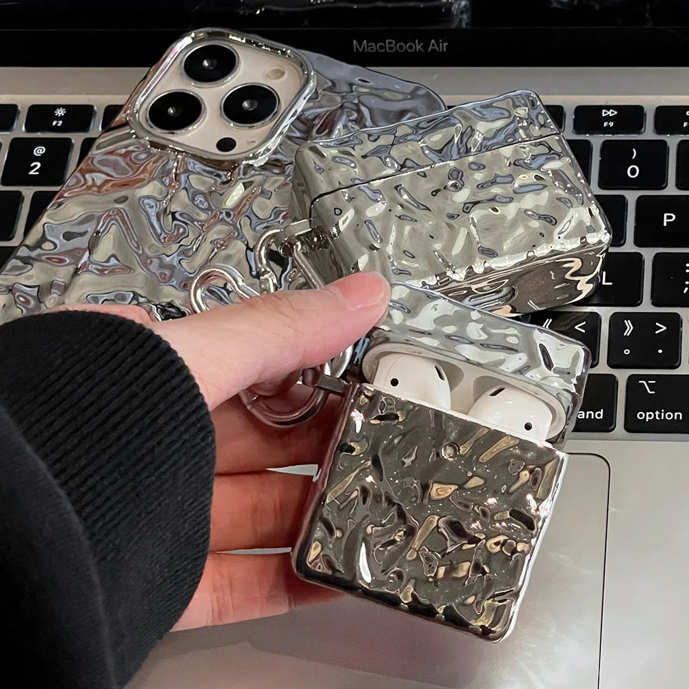 جراب فضي لسماعات AirPods 3 Pro 2 غطاء لسماعات AirPod 1/2/3