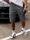 Dark Gray Elias -  Multi-Pocket Cargo Shorts | By Julian & Claire Toronto