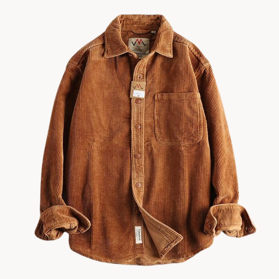 Gavin - Classic Brown Corduroy Long Sleeve Shirt | By Julian & Claire Toronto