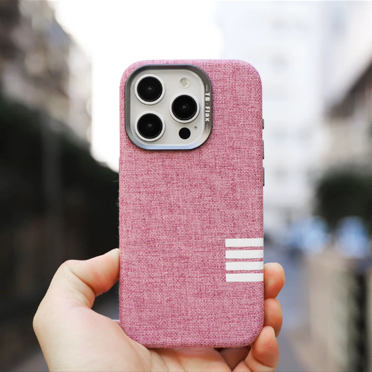Premium vintage linen fabric magnetic phone case for iPhone