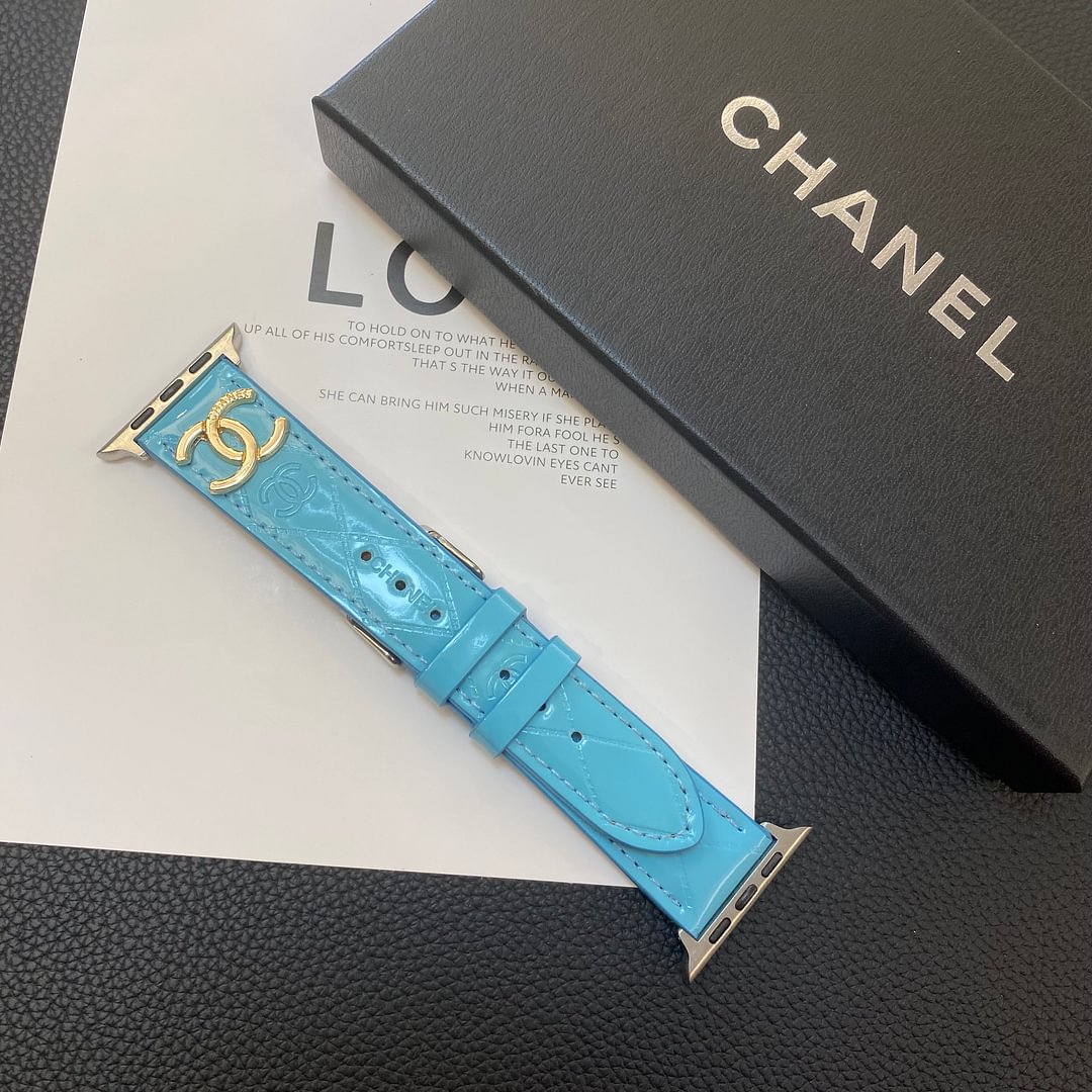 Tali Jam Tangan Apple Kulit Mengkilap dengan Logo Logam Mewah