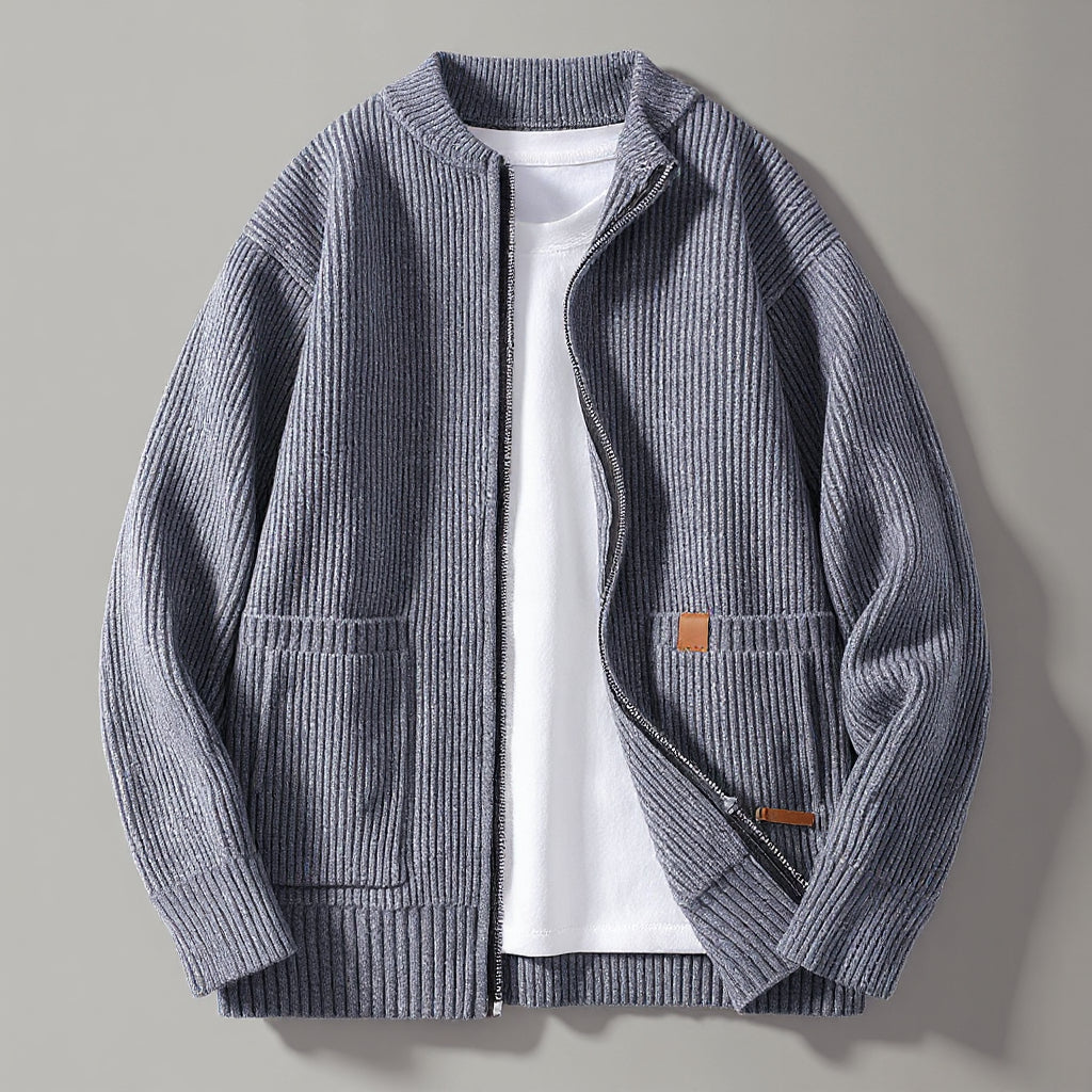 Joseph - Modern Ribbed Zip Cardigan | By Julian & Claire Toronto