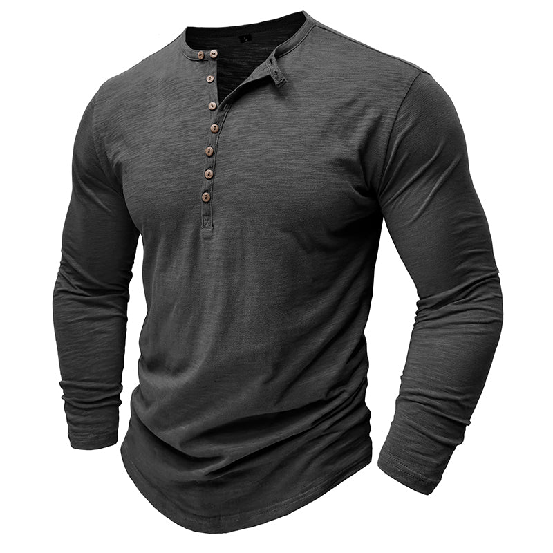 Gerald - Classic Long Sleeve Henley Shirt | By Julian & Claire Toronto
