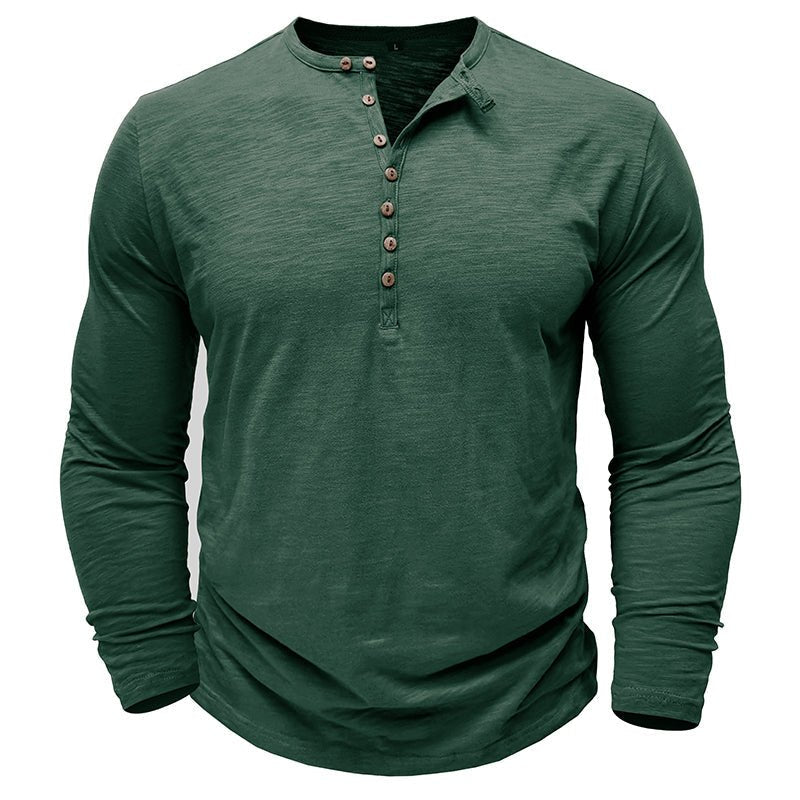 Gerald - Classic Long Sleeve Henley Shirt | By Julian & Claire Toronto