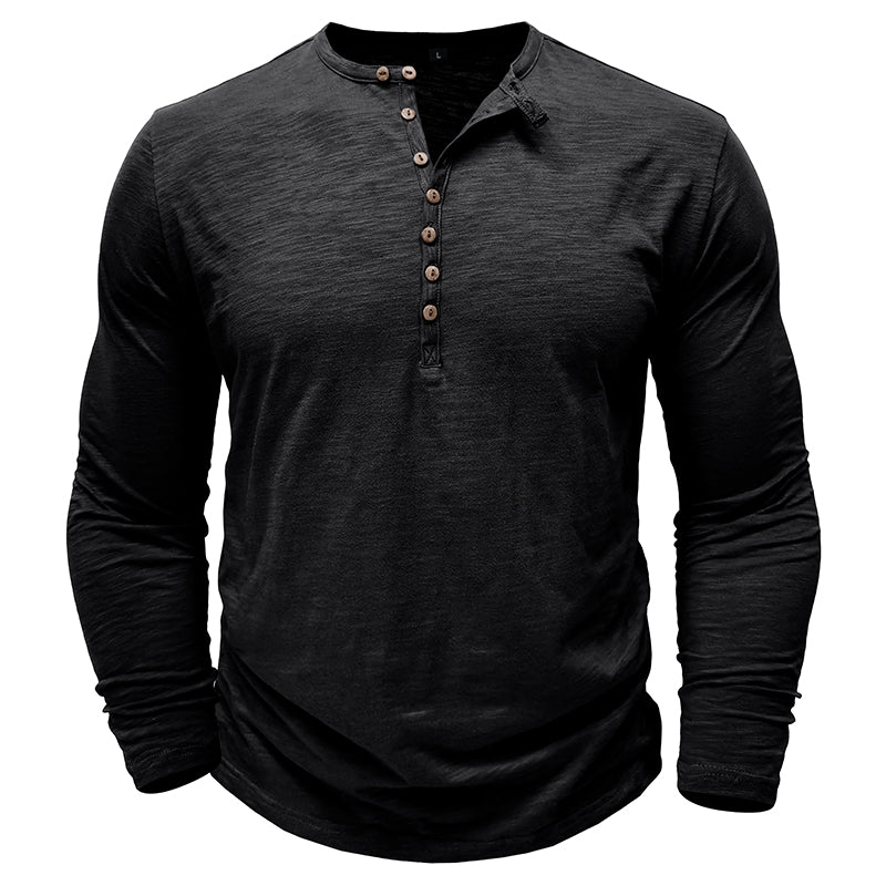 Gerald - Classic Long Sleeve Henley Shirt | By Julian & Claire Toronto