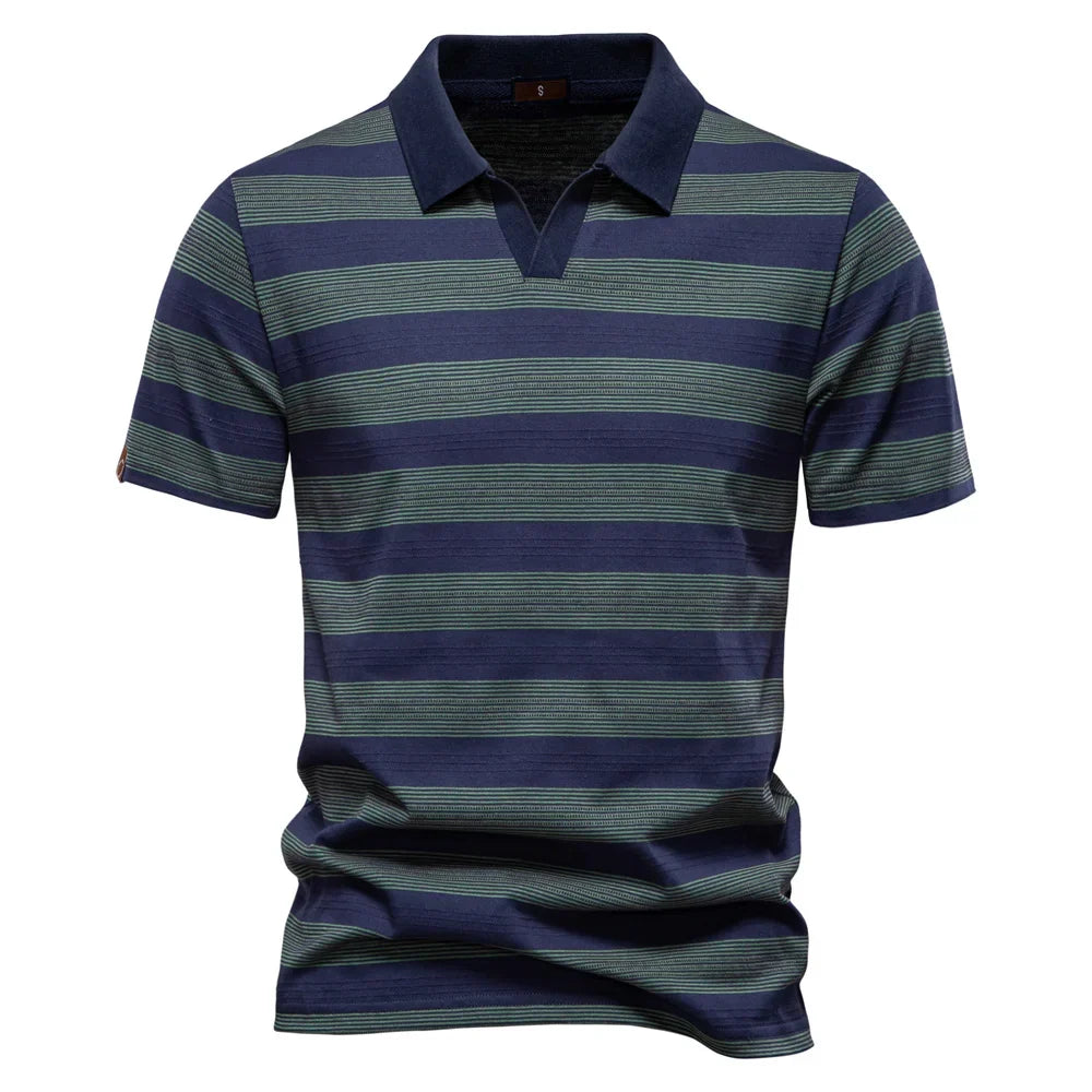 Warner -  Striped Short Sleeve Polo Shirt | By Julian & Claire Toronto